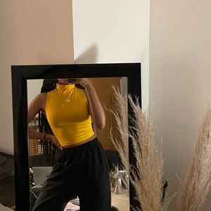 Los Angeles Apparel Gold Garment Dye Turtleneck Crop Top